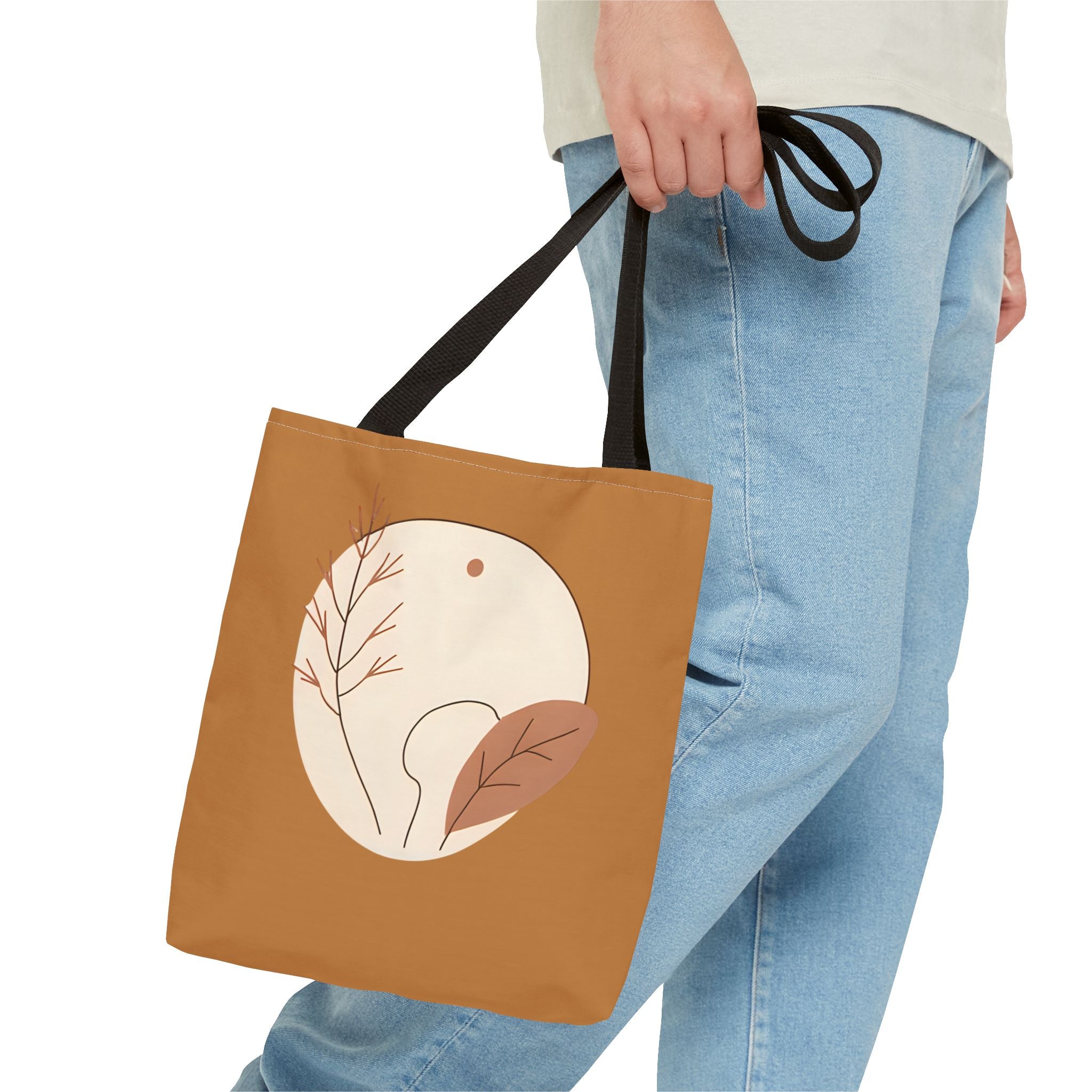 Boho Chic Tote Bag, AOP Leafy Design, Eco-Friendly Shopping Tote, Mother's Day Gift, Casual Everyday Carryall