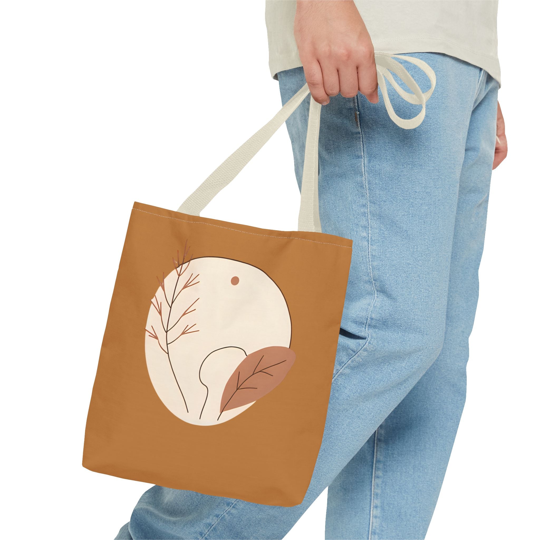 Boho Chic Tote Bag, AOP Leafy Design, Eco-Friendly Shopping Tote, Mother's Day Gift, Casual Everyday Carryall