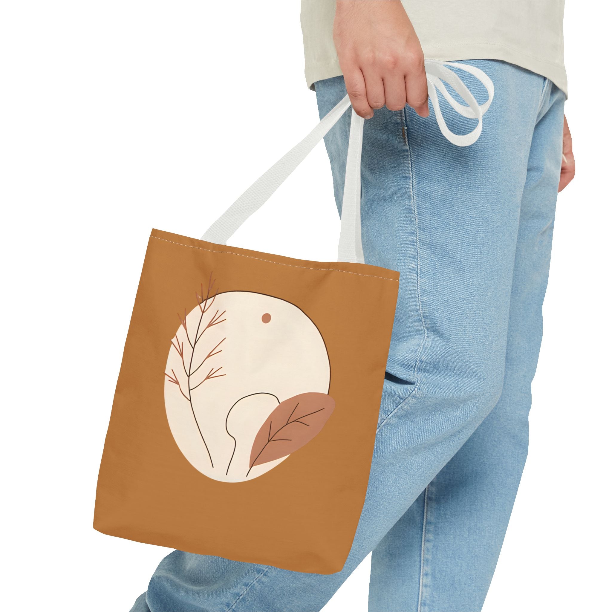 Boho Chic Tote Bag, AOP Leafy Design, Eco-Friendly Shopping Tote, Mother's Day Gift, Casual Everyday Carryall